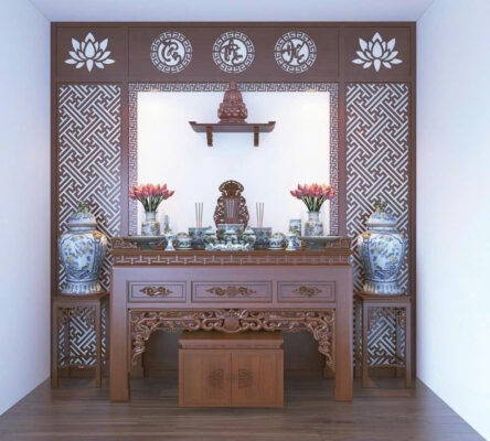 mẫu bàn thờ nhà mặt đất hiện đại