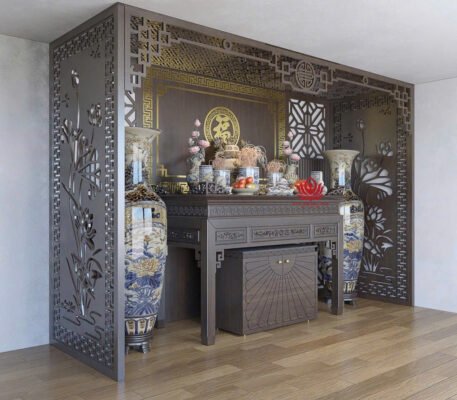 thiết kế mẫu vách bàn thờ