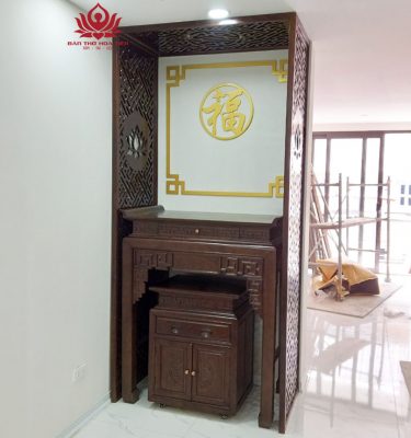 bàn thờ chung cư gỗ sồi