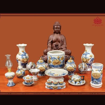 bộ bát hương men rạn bát tràng