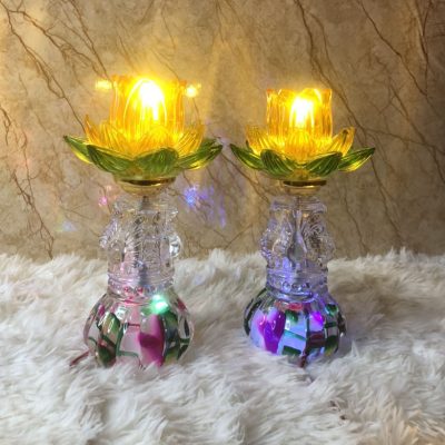 Đèn Thờ Bông Sen Thuỷ Tinh HT-025 Đèn Thờ Bông Sen Thuỷ Tinh HT-025