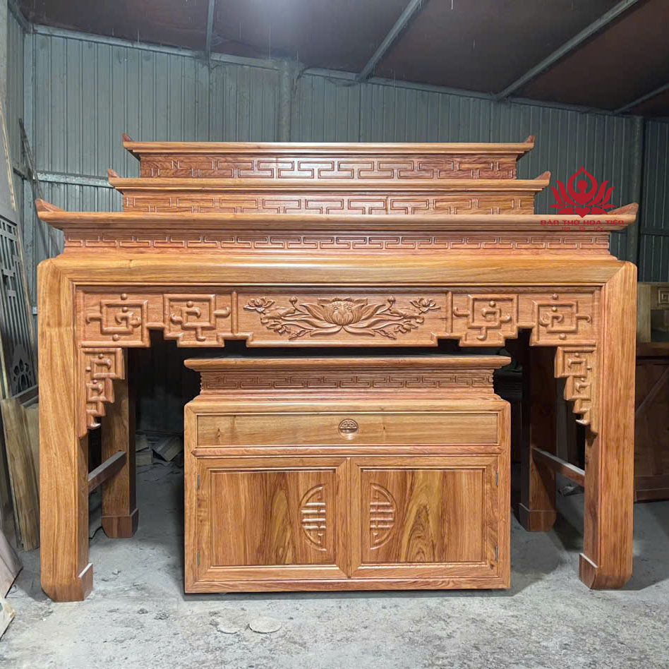 Bộ bàn thờ gỗ hươn đá 